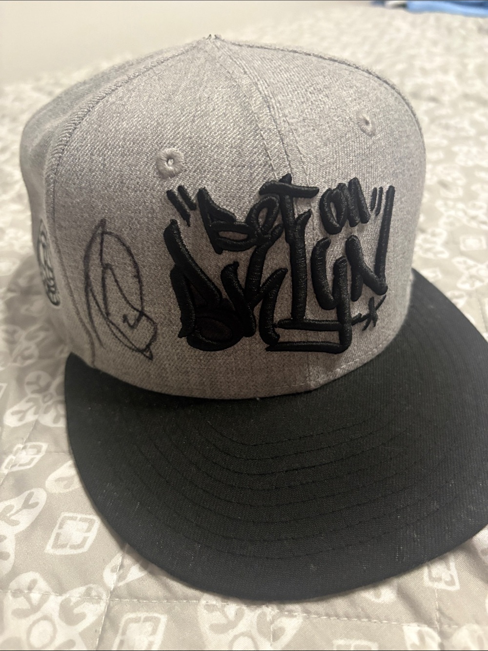 Gray and Black Graffiti Snapback Hat
